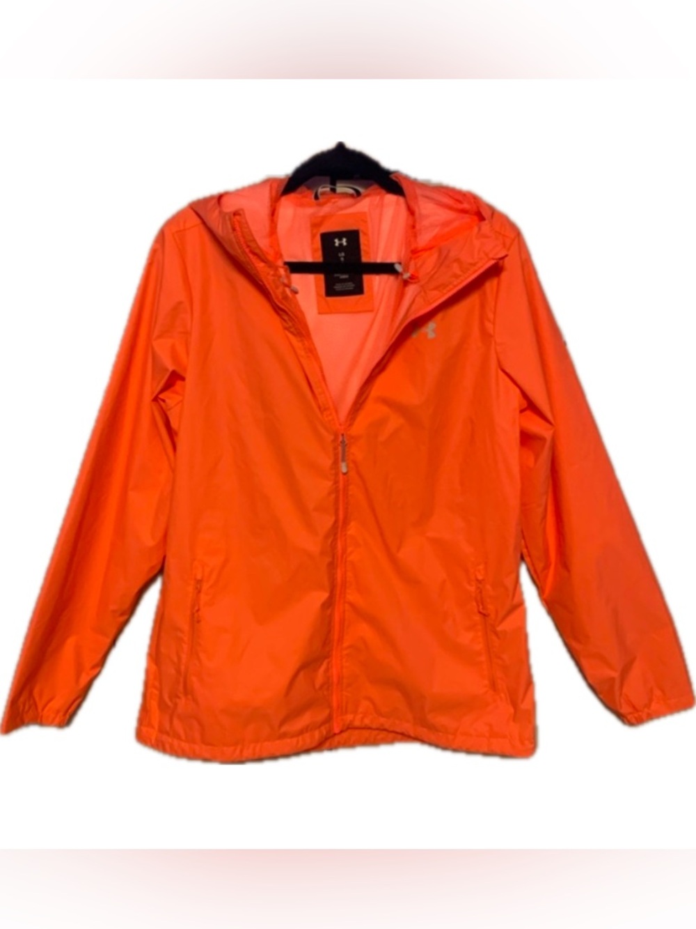 Under Armour UA Storm Forefront Jacket Hooded Coral Windbreaker size Large EUC